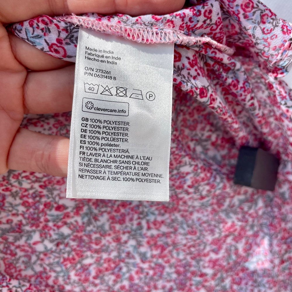 H&M Pink Floral Sleeveless Oversized Button Down - Picture 3 of 5